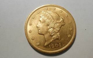 USA 20 dollaria 1904 kultakolikko, 33,4 g 0,900-kultaa