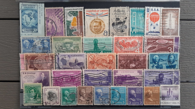 USA VANHEMPAA 1930-50 luku LEIMATTUJA postimerkkejä o 35 kpl