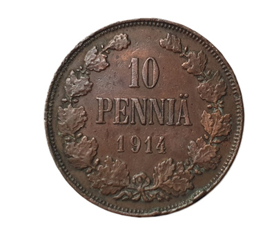 1914 10 Penni – Toinen puoli täysin sileä – Erikoisuus!?
