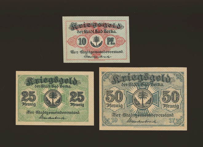Saksa Notgeld 10, 25, 50 Pfennig, Bad Berka 1917