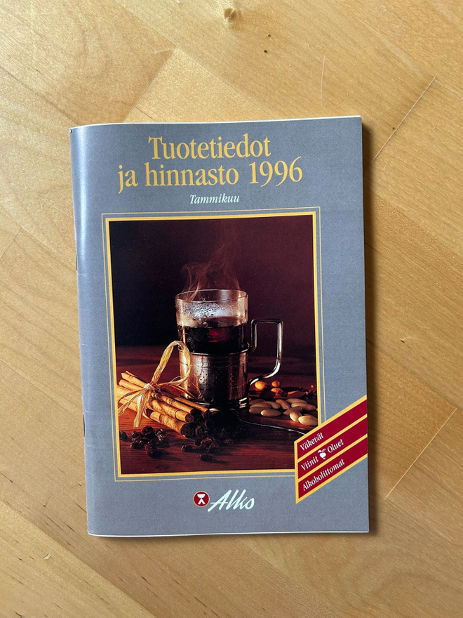 Alko Tuotetiedot ja hinnasto 1996 -luettelo