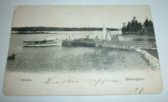 Helsinki, Seurasaari, höyrylaivat lähdössä, mv pk, p. 1905