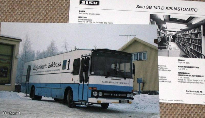 1982 Sisu SB 140 D kirjastoauto esite - KUIN UUSI -  suom