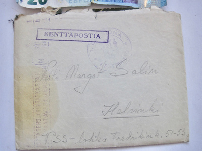 Kenttäposti Kuori 1. Divisioona I. Patteristo 1940 Talvisota