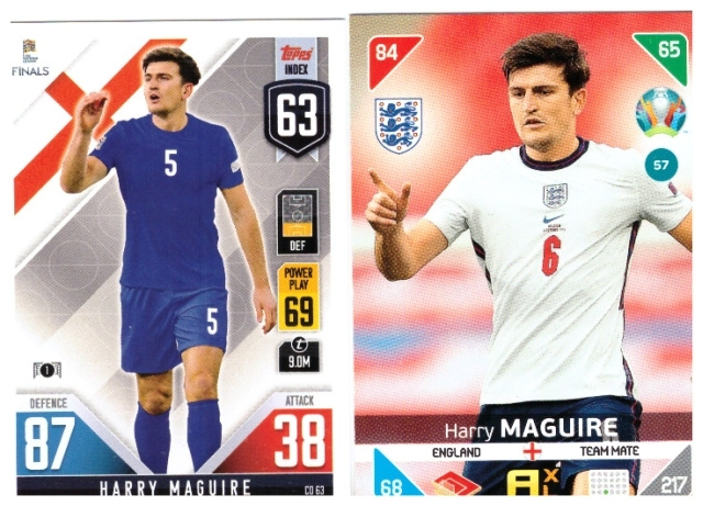 2 x HARRY MAGUIRE Englanti, Jalkapallo Kortteja