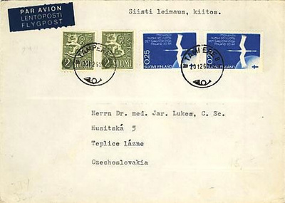 M54 1954 2 (mk) 2 kpl lisänä lentokirje CSR:ään