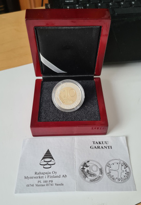 10 mk 1995 Ag/Au Proof, Suomen EU-jäsenyys juhlaraha