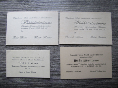 VAMPULA.....3 vanhaa hääkutsua v. 1938 + Jämijärveltä -46.