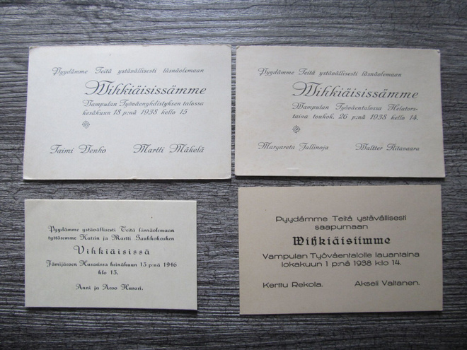 VAMPULA.....3 vanhaa hääkutsua v. 1938 + Jämijärveltä -46.