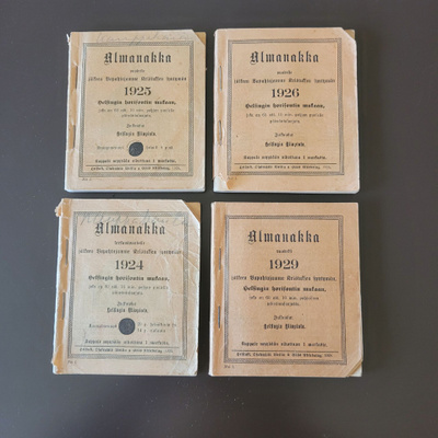 Noin 100 vuotta vanhat Almanakat 1924–1929 – 4 kpl