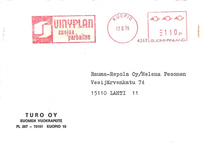 KUOPIO 13.II.79 110P. FRANK.LEIMA TURO OY VINYPLAN SUOJAA PA