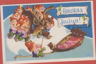 Foi - U Laukkanen  Tontuilla on poro pulkkaa vetämään