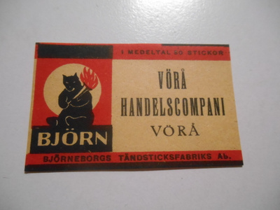 TT Etiketti BJÖRN VÖRÅ handelscompani VÖRÄ