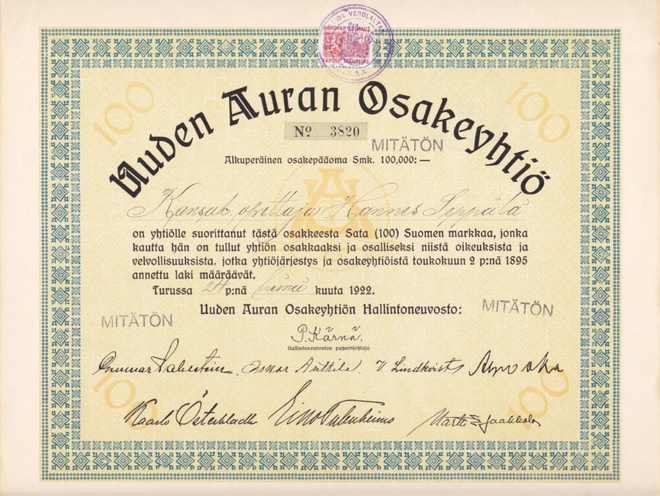 OKK 1922 Uuden Auran Oy, Turku (Auraprint Oy)
