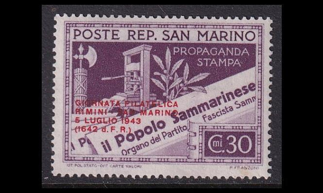 San Marino 269 ** Postimerkin päivä 30 C (1943)