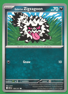 Pokémon Galarian Zigzagoon (ASC 130)