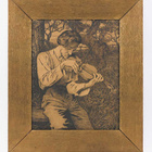 Museotason Hans Thoma "Der Geiger"  sign. 1893 grafiikka - pikkukuva 1