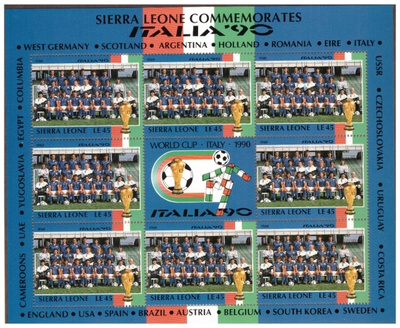 8 x ITALIA Jalkapallo Postimerkkiä v.1990/ITALIA