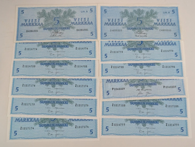 5 Markkaa 1963 12 kpl