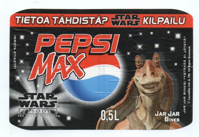PEPSI MAX STRS WARS etiketti.  1999