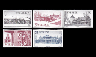 Ruotsi 908-12 ** Muistomerkkiensuojeluvuosi (1975)