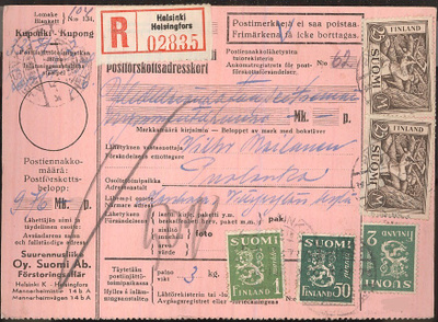M30 1947 kirjattu tilaavievä paketti