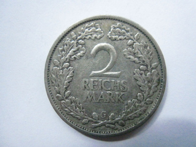 Saksa Weimar 2 reichsmark 1926 G hopeaa
