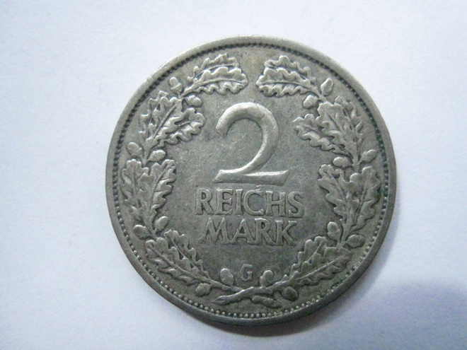 Saksa Weimar 2 reichsmark 1926 G hopeaa
