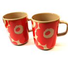 Marimekko unikko Punainen-terra unikko mukit 2 kpl - pikkukuva 1