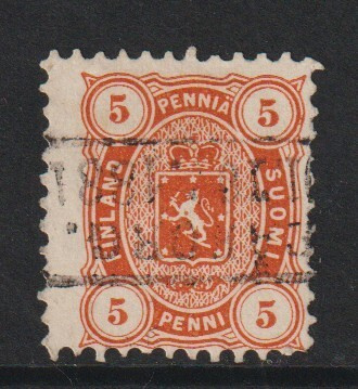 1875  5pennin Vaakunamerkki leimattuna