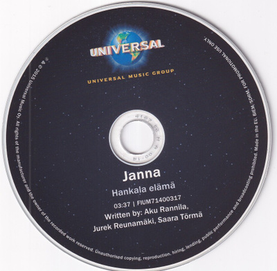 Janna - Hankala Elämä (CDr, Single, Promo)