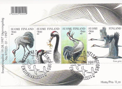 Kurkilintuja ensipäiväleimattuna 1997