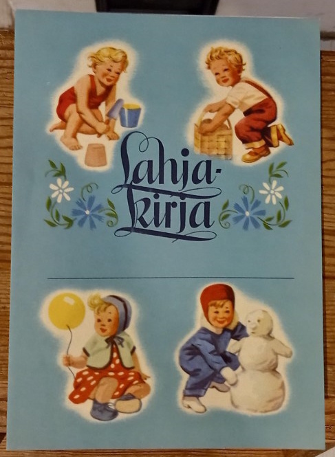 Osuuskassa lahjakirja lapselle 1957