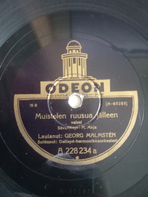 Savikiekko Georg Malmsten - ODEON A 228234