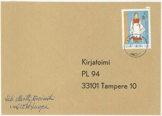 1972 k-puku Perniö loistoleimainen kirjelähetys