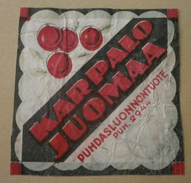 Karpalojuomaa, vanha limonadietiketti