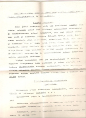 Posti, kaksi kirjettä, 1937-38, sokeiden avust. ja lentokir.