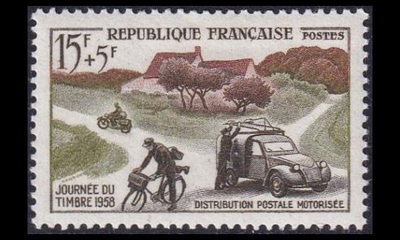 Ranska 1187 ** Postimerkin päivä postinjakelu (1958)