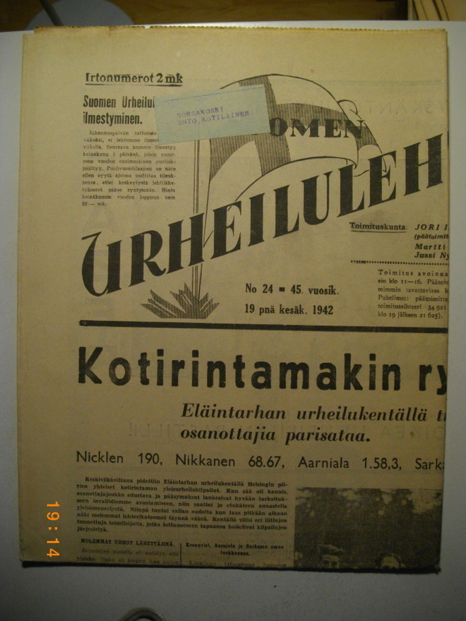 Suomen Urheilulehti Nro 24/1942 (15.3)