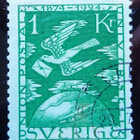 RUOTSI 9."POSTILIITTO" HYVÄ 1 KR* VIHR. 1924..SIISTI LEIMA - pikkukuva 1