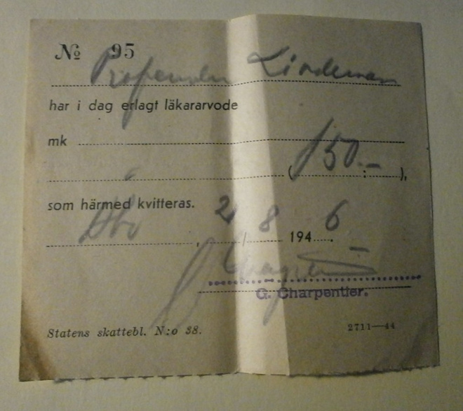 Turku 1946, Lääkäripalkkion maksukuitti