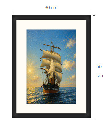 Uusi Purjelaiva art print kehystetty 30 cm x 40 cm