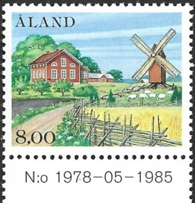 Ål 1985 Yleismerkki 8,00 mk välilöpari numero / **  LaPe 013