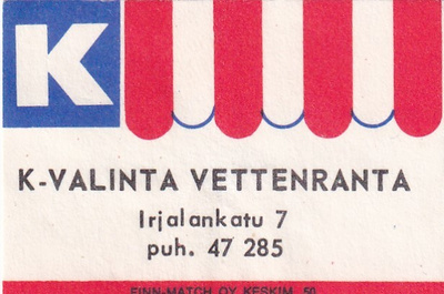Tampere, K - Valinta Vettenranta , Irjalankatu 7     s10/1