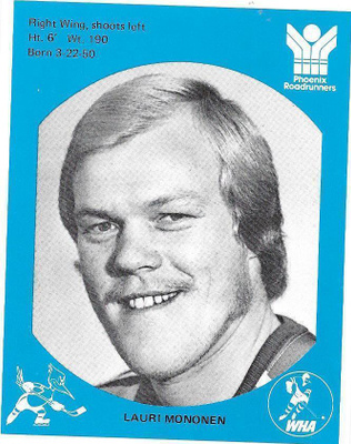 1976-77 Phoenix Roadrunners WHA # Lauri Mononen Reipas Jokp