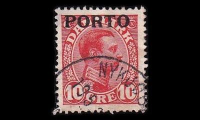 Tanska PORTO_4 o 10 öre Christian X (1921)