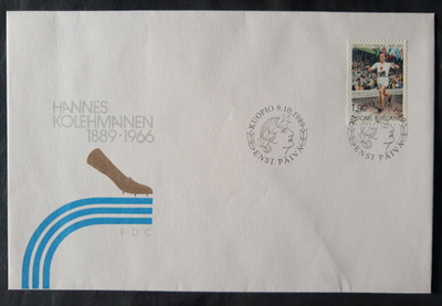 Hannes Kolehmainen FDC ensipäivä 9.10.1989