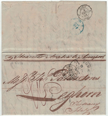 USA 1858 kirje Italiaan per SteamerArabia