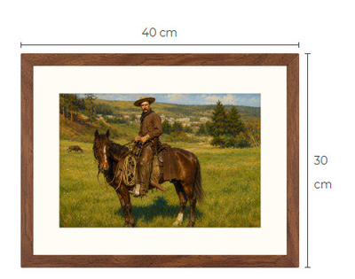 Uusi Cowboy ja hevonen art print 30 cm x 40 cm