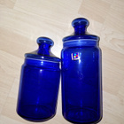 Kaksi Luminarc lasipurkkia vintage koboltin sininen - pikkukuva 2